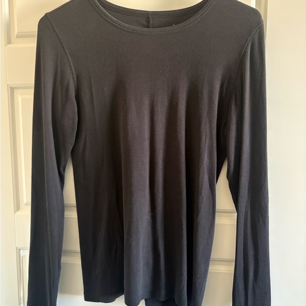 Everlane Black Ribbed Long Sleeve Tee